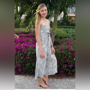 H&M Leaf Patterned Strapless Jumpsuit